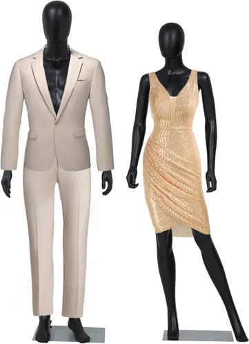 Vista 15 de Kinsuite 2 piezas de maniquí de cuerpo completo para mujer, soporte extraíble ajustable, forma de maniquí femenino, exhibición realista con base