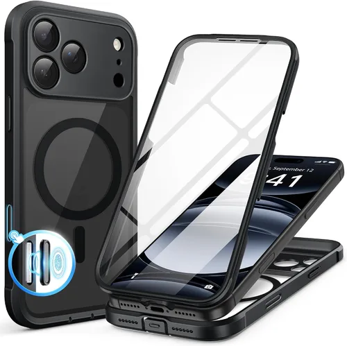 Vista 123 de BERFY Funda para iPhone 12 Pro Max, compatible con MagSafe, protector de pantalla de privacidad integrado y protección de cámara, antiespía