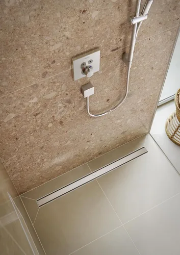 Vista 10 de hansgrohe RainDrain Match - Drenaje de ducha lineal para 31 1/2 pulgadas, áspero con marco de altura ajustable en acero inoxidable cepillado