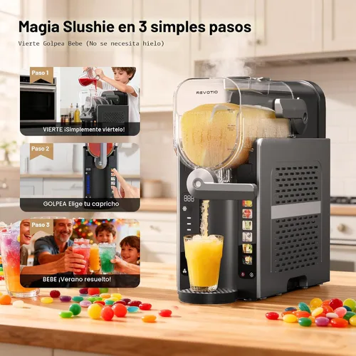 Vista 4 de Máquina de granizado para el hogar, máquina de granizado de 88 onzas, no necesita hielo, máquina de bebidas congeladas con 6 ajustes