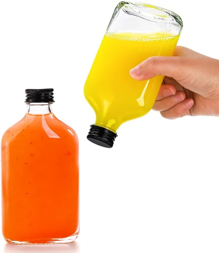 Vista 3 de Tebery Paquete de 20 botellas de vidrio para licor con tapas negras, botellas de bebida de 6.6 onzas para cerveza, leche, bebida, perfume, aceite