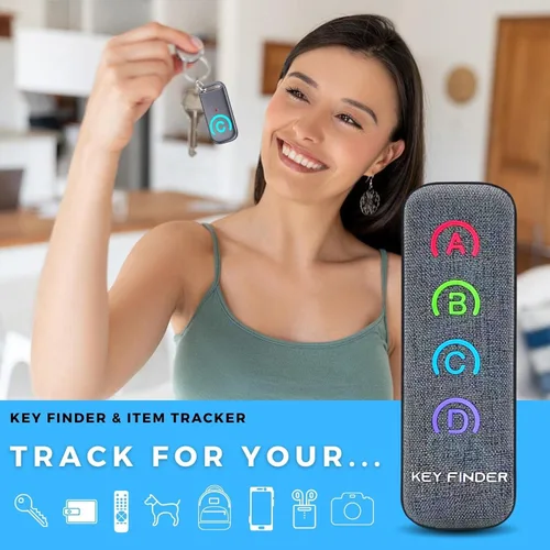 Vista 2 de Localizador de claves: EIRIX - Localizador de artículos de cartera de llaves RF delgado inalámbrico de tela con sonido fuerte de 80 dB y rango