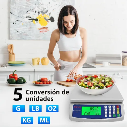 Vista 2 de Báscula comercial de alimentos de 66.1 lbs/66 libras, báscula digital grande de cocina para hornear, cocinar, pan, carne, peso, precio, báscula