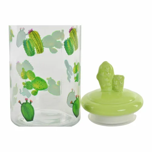 Vista 3 de Bote DKD Home Decor Cerámica Cristal Cactus PE Boho (1400 ml) (10,5 x 28 cm)