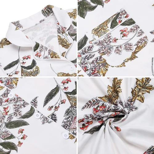 Vista 145 de Samring Camisón de pijama para mujer, manga corta/larga, con botones, camisón para dormir, camisón para novio, talla XXL