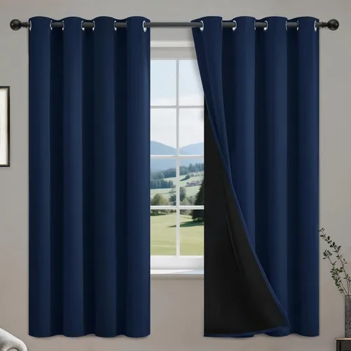 Vista 48 de COSVIYA Cortinas opacas 100% beige Biscotti para dormitorio, juego de 2 paneles de 63 pulgadas de largo, bloqueo de luz completa, aislamiento