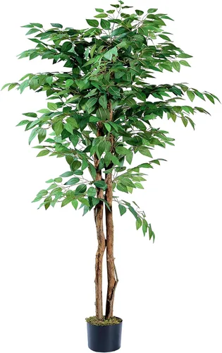 Vista 7 de [Usado] VECELO Árbol de ficus artificial con maceta resistente, planta de seda sintética de 5 pies para decoración de interiores y exteriores Ficus