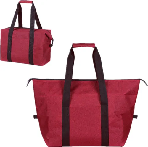 Vista 11 de Bolsas enfriadoras de compras aisladas con cremallera superior para comestibles, bolsa de espuma térmica reutilizable para viajes, picnic