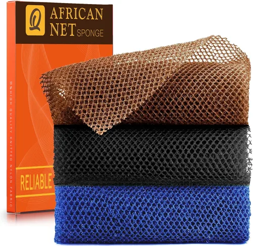 Vista 46 de UJFQBH African Net Sponge Authenti, exfoliante corporal para espalda y zonas de difícil acceso, exfoliante diario suave para limpieza profunda Gris