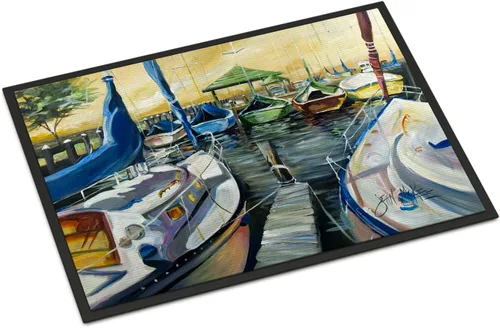 Vista 110 de Caroline's Treasures JMK1017JMAT - Tapete de caza de rana garza azul, 24 x 36 pulgadas, tapete para puerta delantera, interior y exterior