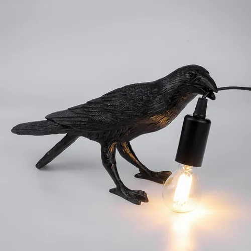 Vista 9 de HGomx Raven - Lámpara de escritorio LED de resina para dormitorio, oficina, sala de estar, casa de campo, Art Deco con enchufe