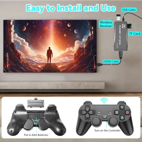 Vista 3 de New Retro Gaming Console,Video Games Built-in 20,000+Classic Games,15 Classic Emulators,4K HDMl Output and 2.4GHz Game Stick Pro,Plug & Play