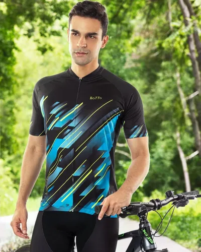 Vista 3 de ROTTO Camiseta de ciclismo para hombre, manga corta, para ciclismo