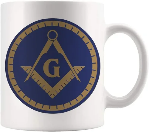 Vista 2 de Fonhark - Taza masónica, cuadrado y brújula con símbolo masonero, taza de Logia Masonería, Prince Hall Brother Master Mason, taza de café novedosa