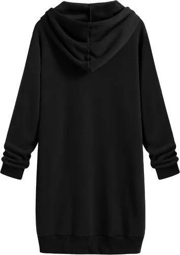 Vista 4 de Zeagoo - Sudadera con capucha y cremallera para mujer estilo informal con bolsillos de vellón larga