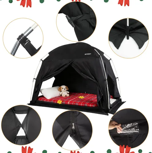 Vista 5 de Carpas de Cama con Dosel - Carpa de Ensueño Privada para Dormir Cómodamente en Interiores, Reductora de Luz y Transpirable, con Carpa de Cama