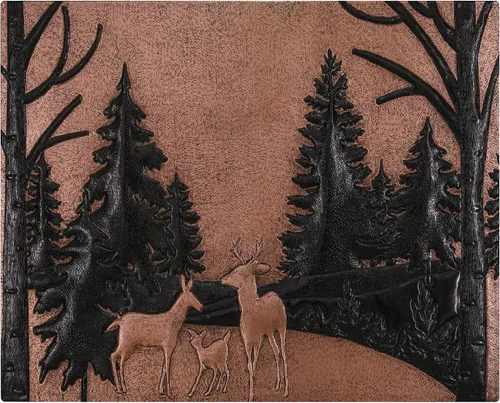 Vista 8 de Protector contra salpicaduras de cocina, escena del bosque con protector contra salpicaduras de cobre de la familia de ciervos, panel de cobre