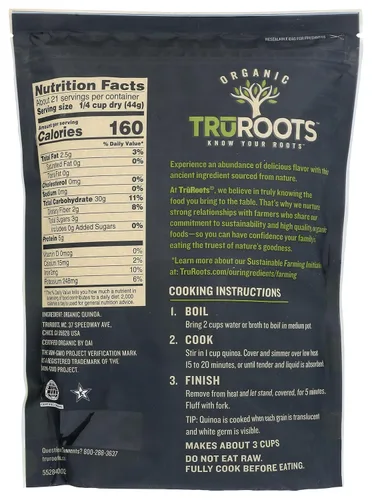 Vista 2 de TruRoots Quinua orgánica, 32 onzas, certificado orgánico USDA, proyecto verificado sin OMG