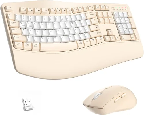 Vista 10 de Combo de teclado y mouse inalámbricos, teclas de onda ergonómicas 2.4G