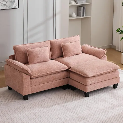 Vista 50 de Oprisen Sofá Seccional Modular, Cómodo Cloud Couch Sofá Seccional, Sofá Cama de Chenilla con Asiento Profundo con Almohadas Decorativas para Sala