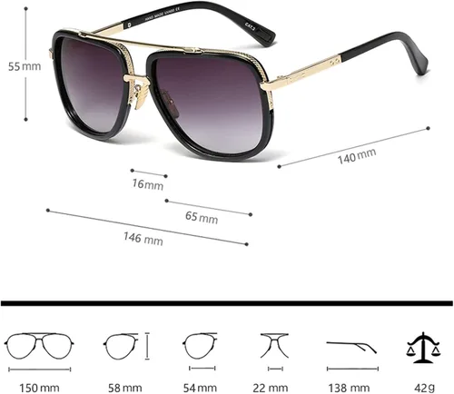 Vista 5 de Xpectrum Gafas de sol cuadradas retro de moda para hombres y mujeres de los años 70 gafas de metal clásicas de la mafia italiana L