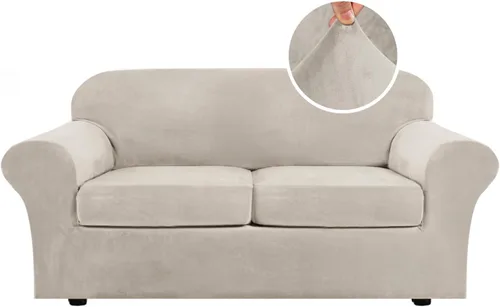 Vista 96 de H.VERSAILTEX - Funda elástica para sofá de 2 piezas, funda protectora de terciopelo, suave, con parte inferior elástica, con un ancho de hasta 49