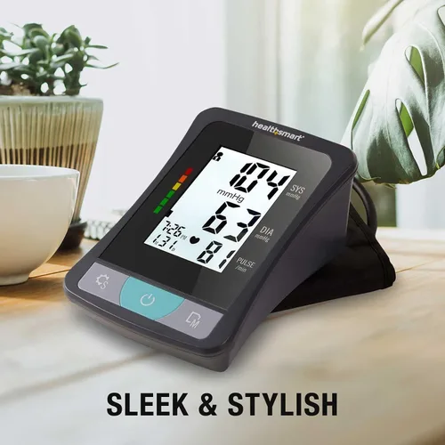 Vista 7 de HealthSmart Monitor Digital de Presión Arterial de Brazo con Manguito Automático para Brazo Superior que Muestra Presión Arterial, Frecuencia
