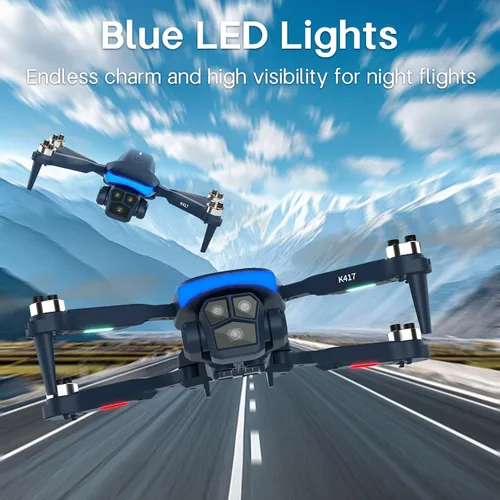 Vista 6 de Mini Dron Profesional con Cámara Ajustable Eléctrica LED Azul, Drones sin Escobillas FPV para Adultos de Largo Alcance, Control de Gravedad, Selfie