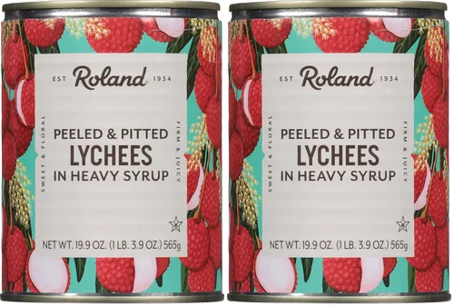 Vista 6 de Roland - Lichi enteros en almíbar pesado (latas de 19.9 onzas) paquete de 2