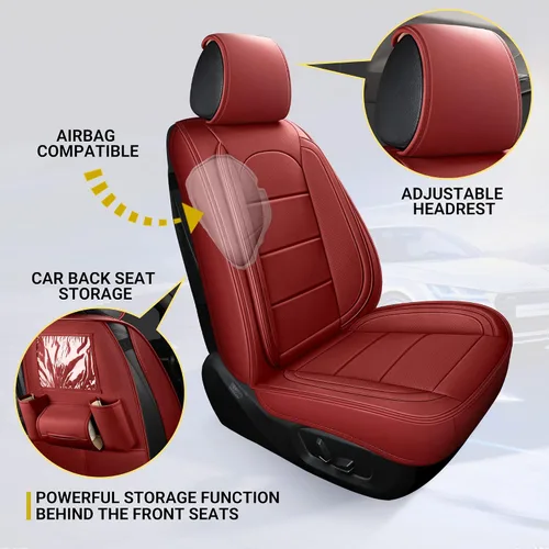 Vista 6 de AOOG - Fundas de cuero para asiento de automóvil con organizador de asiento trasero de automóvil, universal para vehículos automotores, la mayoría