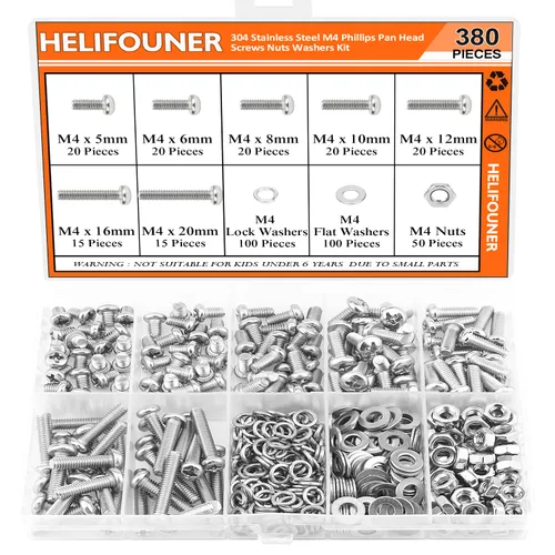 Vista 28 de HELIFOUNER 560 Piezas M2 x 4 mm / 6 mm / 8 mm / 10 mm / 12 mm / 16 mm / 20 mm, Tornillos de Cabeza de Botón con Cavidad Cilíndrica, Tuercas