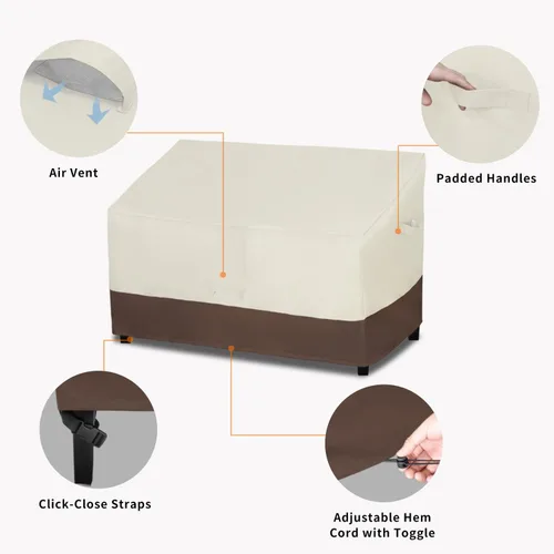 Vista 4 de Easy-Going Funda impermeable para muebles de patio, sofá biplaza para exteriores, resistente al viento, duradera