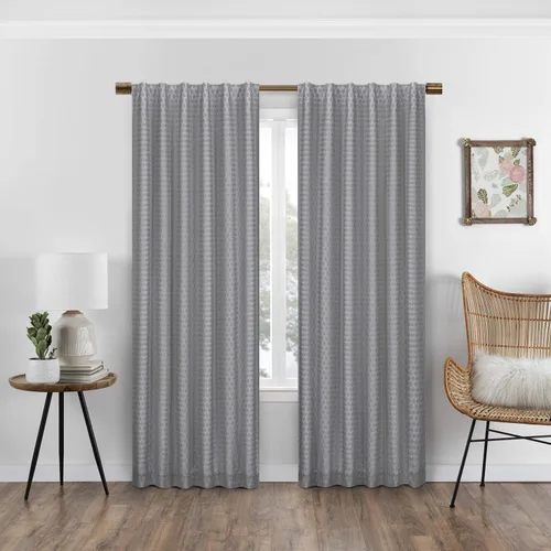 Vista 9 de ECLIPSE Absolute Zero Nora - Cortinas opacas con aislamiento térmico y bolsillo para cortinero, para dormitorio, panel individual, 50 x 95 pulgadas