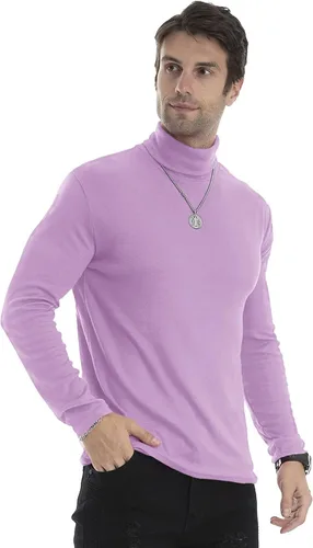 Vista 17 de Camiseta de manga larga para hombre, ajustada, ligera, con cuello de tortuga