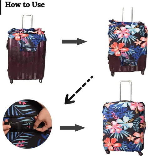 Vista 5 de GOXUNYUAN Funda de equipaje protector elástico lavable para maleta con etiqueta de equipaje Flor