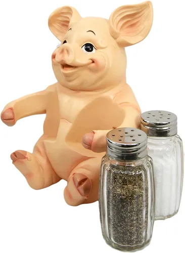 Vista 3 de Ebros Animal Farm - Estatua de especias porcinas para cerdo, salero y pimentero, figura de cerdo, decoración de cocina, centro de mesa