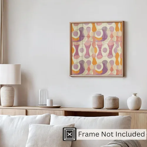 Vista 4 de Ethan Taylor Abstract Wall Art Prints Unframed Square Posters 'Retro 70s Hippie Groovy Pattern IX' Retro Home Décor for Living Room, Bedroom