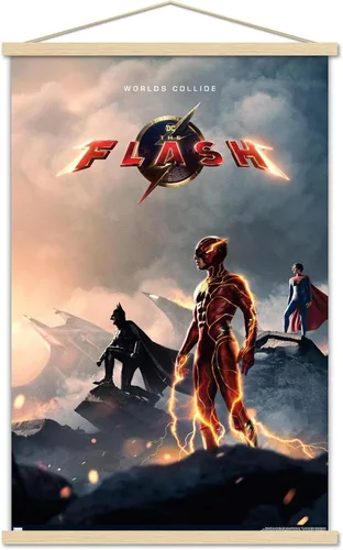 Vista 16 de Trends International DC Comics Movie The Flash - Póster de pared de una hoja, 22.4 pulgadas de largo x 14.7 pulgadas, versión enmarcada de madera