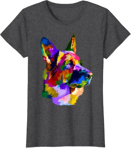 Vista 4 de Camiseta con retrato de pastor alemán para dueños de perros, Negro, S