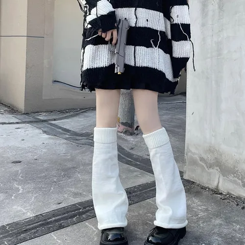 Vista 4 de 2 pares de calentadores de piernas para mujeres y niñas, estilo japonés, calentadores de piernas Kawaii, Y2K, Harajuku, calentadores de piernas