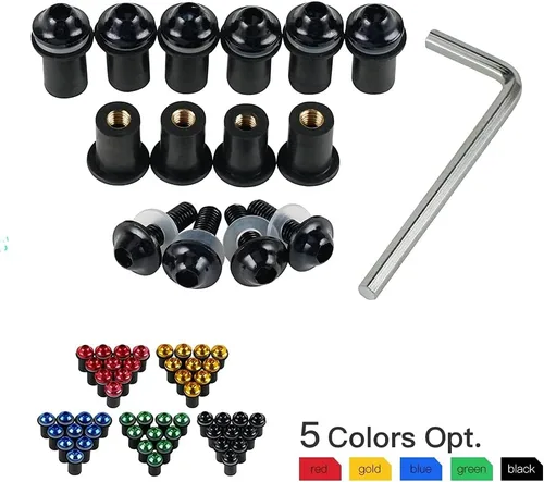 Vista 2 de Kit de pernos tornillos tuercas arandelas clips parabrisas pernos para ER6F 2008 2014 2015 16 17 18 2019 NINJA 650R parabrisas pernos tornillos kits