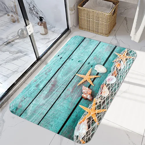 Vista 8 de LYFANS Alfombras de baño de espuma de esponja absorbente suave para baño y cocina (30 x 17 pulgadas), tapete de franela antideslizante brillante