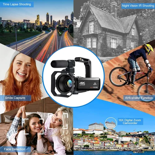Vista 6 de Cámara de video 4K videocámara 48MP Vlogging Cámara para YouTube 60FPS 18X Zoom Cámara de vídeo digital con enfoque automático WiFi, cámara web
