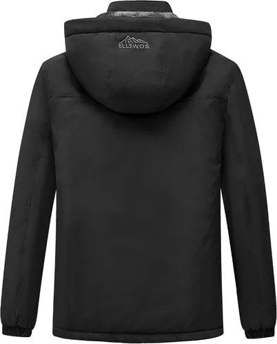 Vista 2 de ELLSWOS Chaqueta de esquí impermeable para hombre, abrigo de nieve cálido con capucha, rompevientos