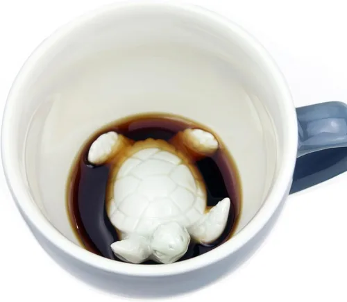 Vista 6 de Creature Cups - Taza de cerámica LOBSTER (11 onzas, exterior rojo) - Taza con animal 3D en el interior - Regalo de cumpleaños, festivo y de Langosta