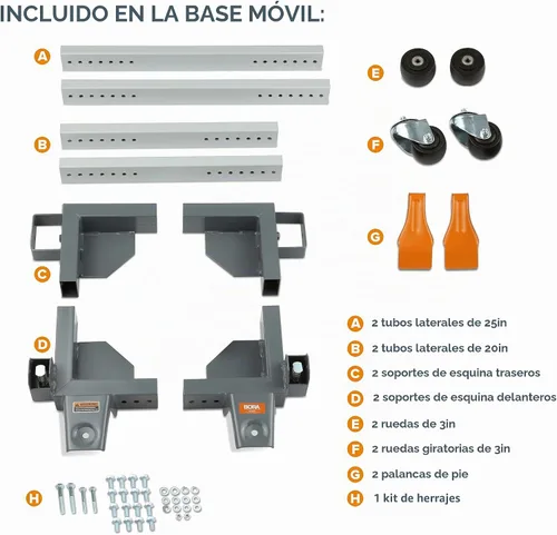 Vista 3 de Portamate PM-3500 base universal con ruedas de resistencia industrial para facilitar el transporte de herramientas eléctricas pesadas