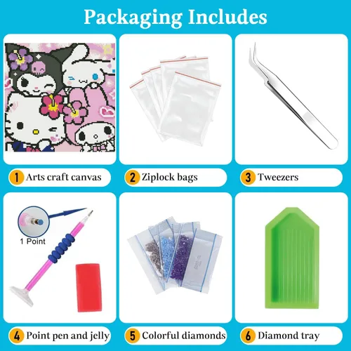 Vista 5 de PSCH Kits de arte de diamantes para adultos, kits de pintura de diamantes de dibujos animados para adultos, arte de diamantes de taladro completo