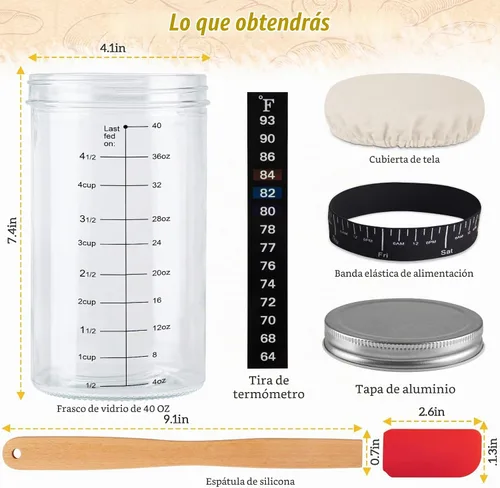 Vista 2 de Kit de iniciación de masa madre de 40 oz/40.6 fl oz, suministros para hornear pan de masa agria