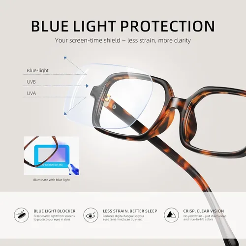 Vista 6 de Gafas de luz azul para mujer, pequeñas gafas cuadradas para computadora, ligeras y con protección UV