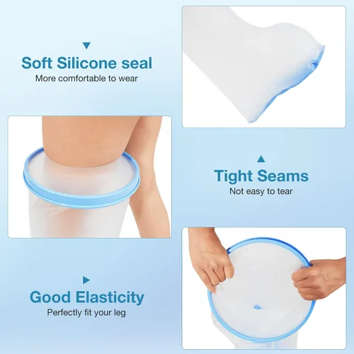 Vista 3 de Funda impermeable extra ancha para adultos de ducha, cubierta de ducha extra grande de media pierna con parte inferior antideslizante, protector